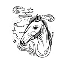 horse head .with a words niorz tattoo design idea