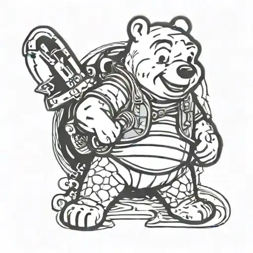 Winnie the Pooh and tool band  tattoo design idea