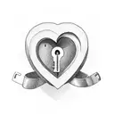 A heart-shaped lock with a keyhole, symbolizing the client's wife as the key to his heart and their daughter as the lock tattoo design idea