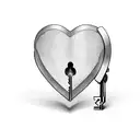 A heart-shaped lock with a keyhole, symbolizing the client's wife as the key to his heart and their daughter as the lock tattoo design idea