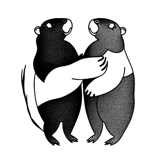 two marmots holding hands and walking on a street tattoo design idea