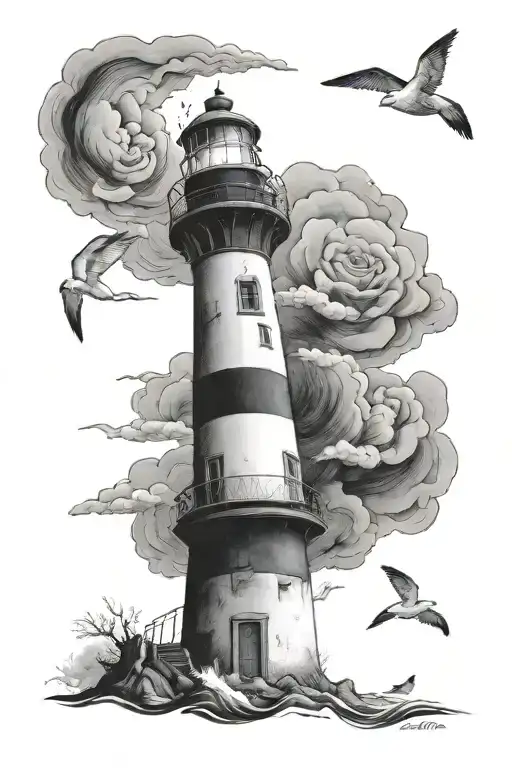 lighthouse tattoo design idea