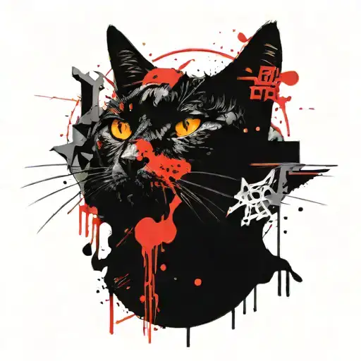 cat & space tattoo design idea