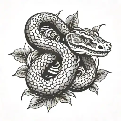 Japanese style snake tattoo design idea