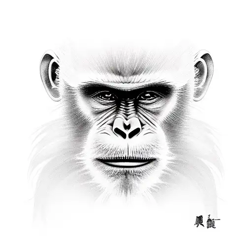 Realistic portrait of Monkey King in a traditional Japanese kimono tattoo design idea