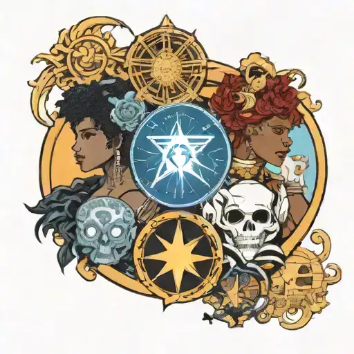 Afrocentric related to the tarot cards of Temperance and The Hierophant. tattoo design idea