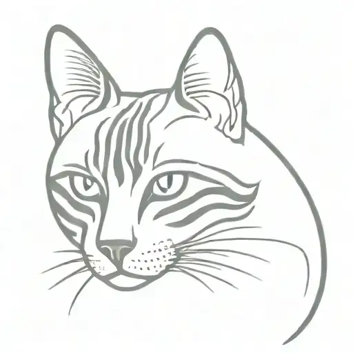 Gray striped cat tattoo design idea