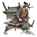 Samurai and shrine  tattoo design idea