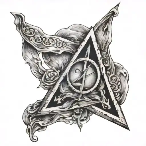 the deathly hallows harry potter with the number 21 inside tattoo design idea