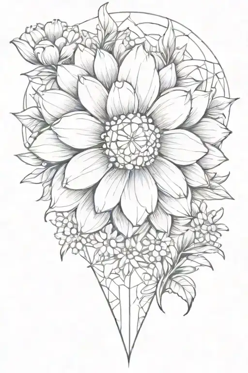 daisy flower and diamond birthstone April birthstone tattoo design idea