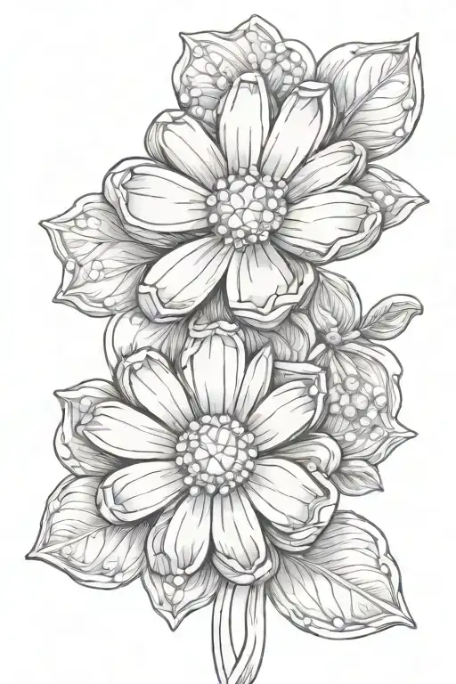 daisy flower and diamond birthstone tattoo design idea