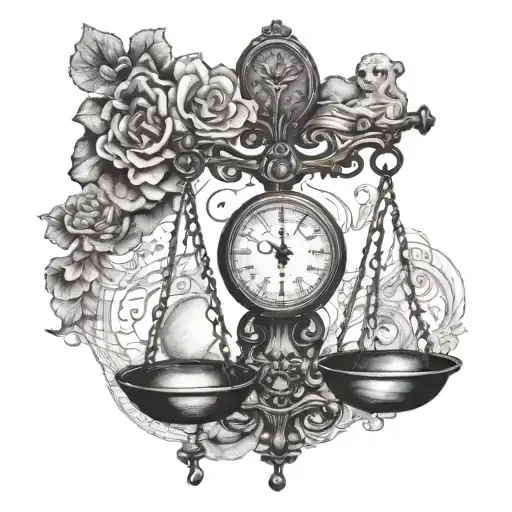 Weighing the heart and mind on the scales tattoo design idea