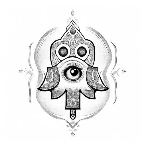 hamsa with eye tattoo design idea