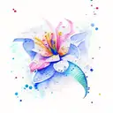 watercolour marine life theme with flowers tattoo design idea