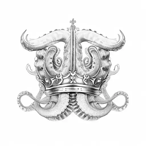 danish viking crown British octopus  tattoo design idea