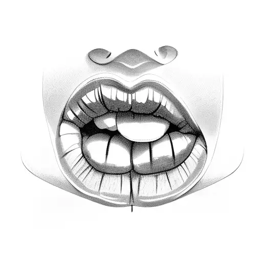 lips with tongue  tattoo design idea