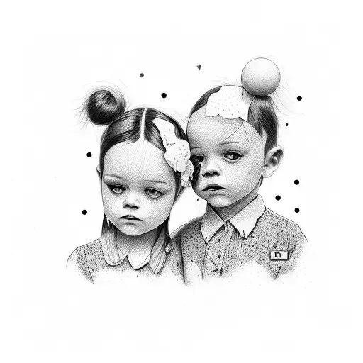 twins brothers One girl One Boy cute tattoo design idea