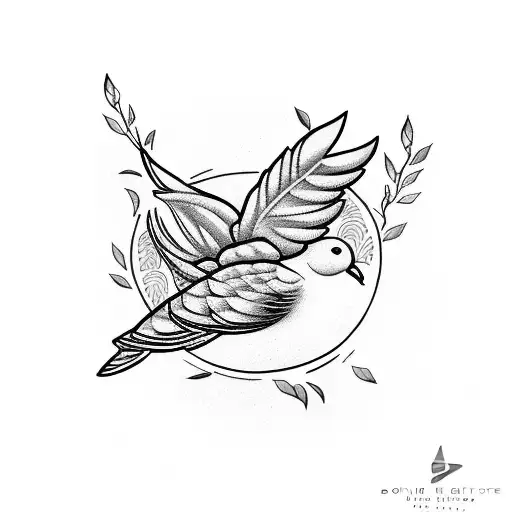 dove olive branch tattoo design idea