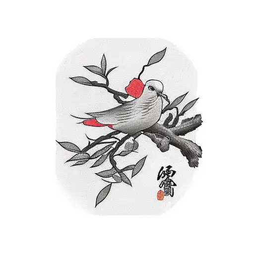 dove olive branch tattoo design idea