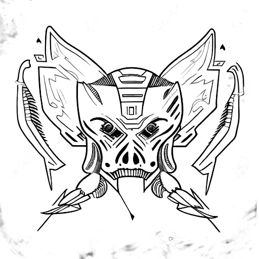 lobo, borboleta, cobra, toten tattoo design idea
