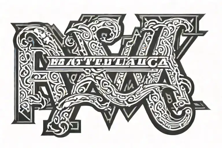 406 big black letters in Metallica style font with border tattoo design idea