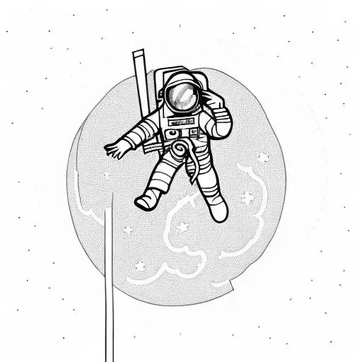 astronaut with an oxygen chord going to an earth above him tattoo design idea