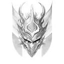 cavaleiro das sombras com asas de demônio empunhando uma espada flamejante  tattoo design idea