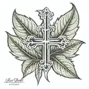 laurel leaf with cross under it tattoo design idea