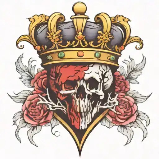 Crown with a anatomical heart  tattoo design idea