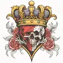 Crown with a anatomical heart  tattoo design idea