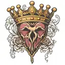 Crown with a anatomical heart  tattoo design idea