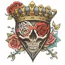 Crown with a anatomical heart  tattoo design idea