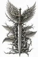 Sword Thorns Wings tattoo design idea