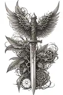 Sword Thorns Wings tattoo design idea