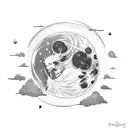  I keep going around the moon tattoo design idea