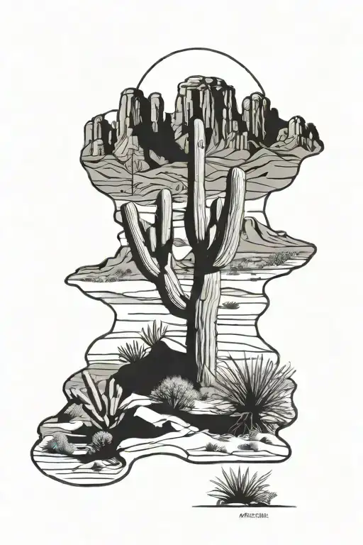 Arizona desert landscape tattoo design idea