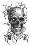 skull and spider tattoo design idea