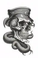 skull and snake tattoo design idea