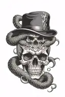 skull and snake tattoo design idea