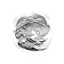 black line wave fine with j letter at the end tattoo design idea