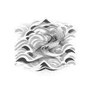 black line wave fine with j letter at the end tattoo design idea