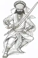 indian blindfolded with a sword tattoo design idea