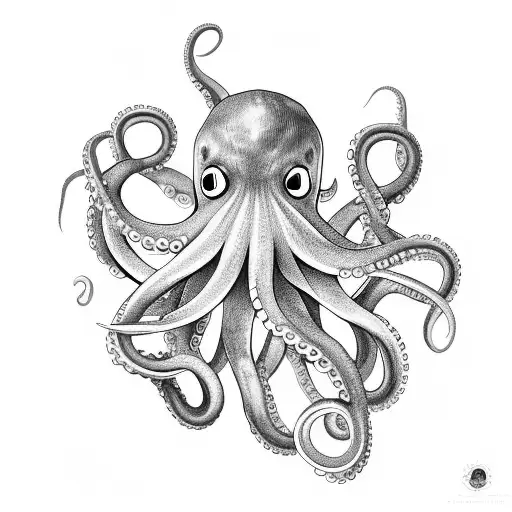 Octopus diving head down tattoo design idea