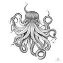 Octopus diving head down tattoo design idea