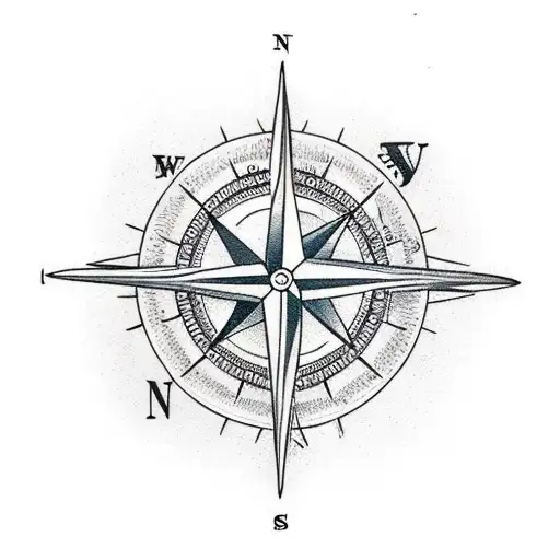 Compass with arrow tattoo design idea