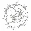 A daisy with Jimmy cursive writing tattoo design idea