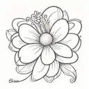 A daisy with Jimmy cursive writing tattoo design idea