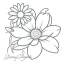A daisy with Jimmy cursive writing tattoo design idea