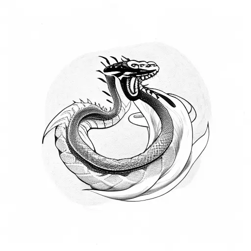  snake eating a dragon's tail infinity symbol tattoo design idea