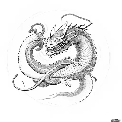 ouroboros snake and dragon tattoo design idea